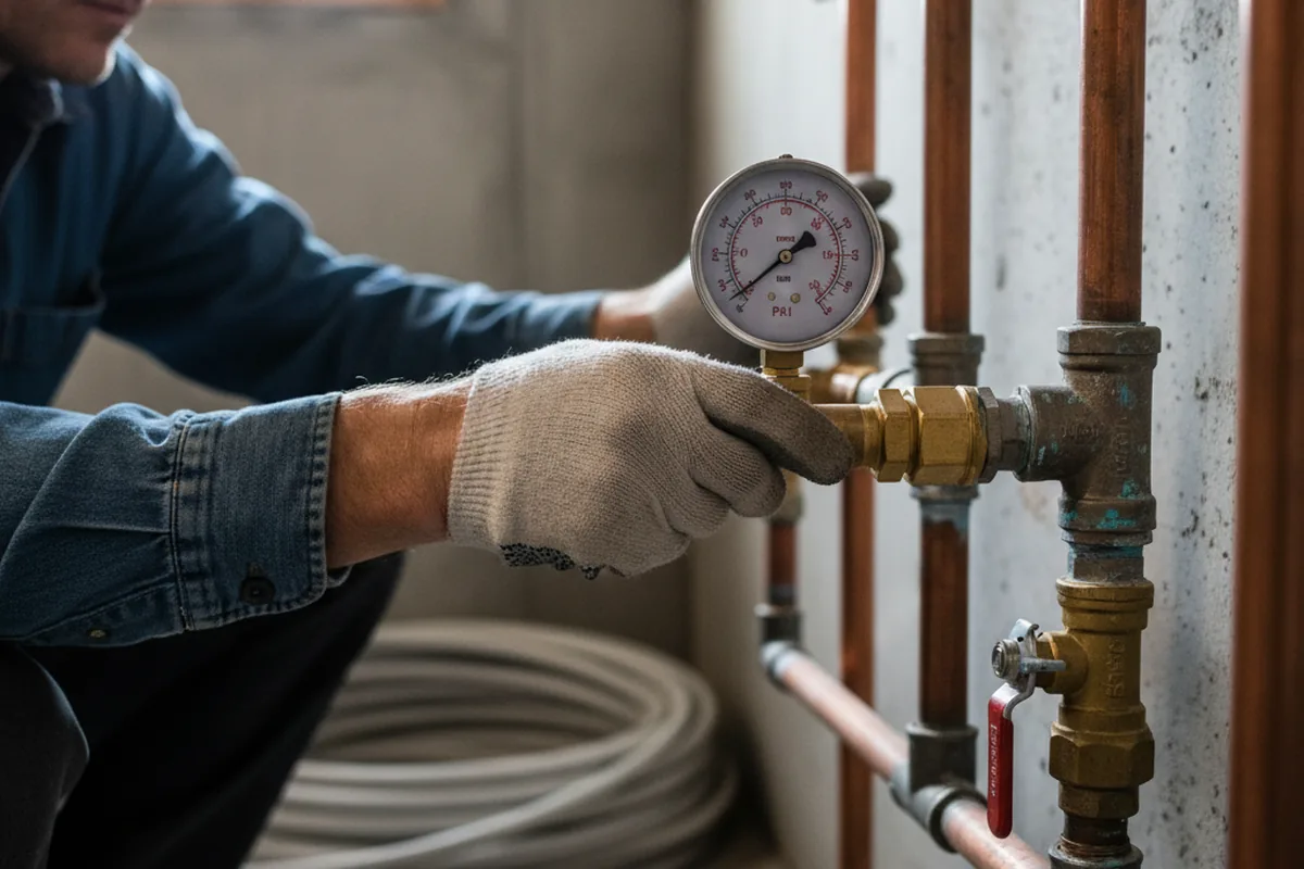 Pressure testing a repaired line during Water Line Repair in Bonnieville